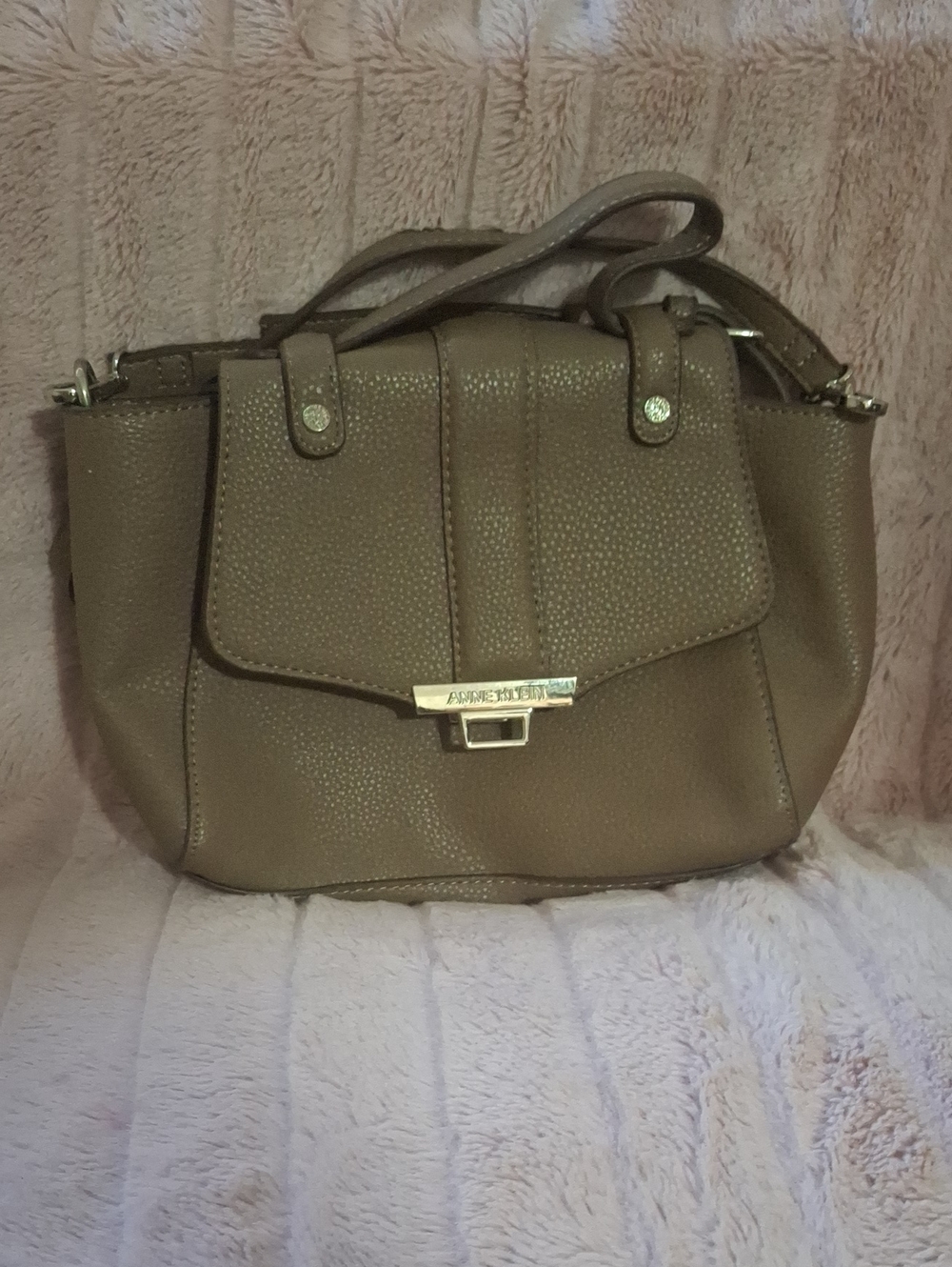 Taupe Crossbody Satchel Handbag - Women's Shoulder Bag